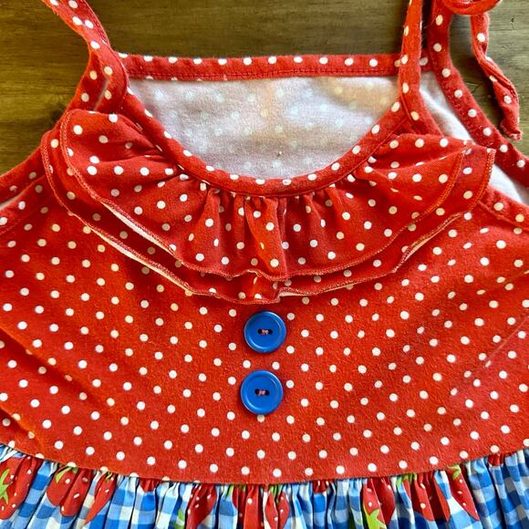 Eleanor Rose Red Blue Gingham Polka Dot Strawberry Fields Judy Dress 4/5 - Picture 3 of 7